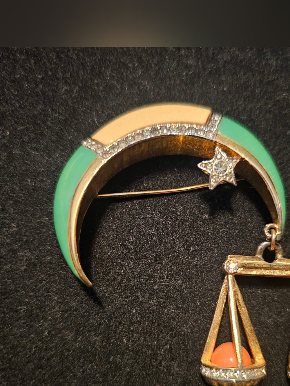 VTG Rare Denicola Signed Libra Harmony Scale Zodiac 2.5" Brooch Pin